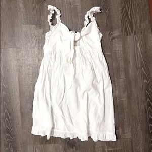 White linen summer dress tie front
